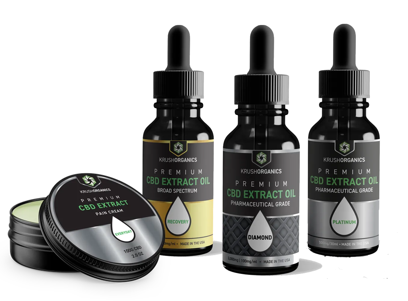 Krush Signature Set — CBD oils for daily, night and recovery dosing